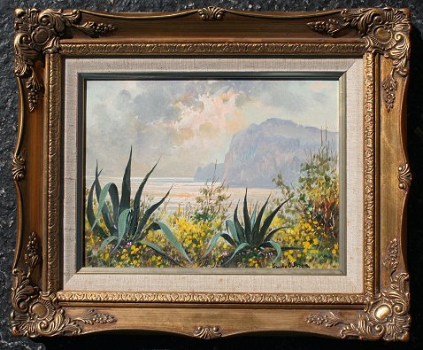 Appraisal: ODIERNA Guido Italy - Coastal Capri with agave OIL Canvasboard