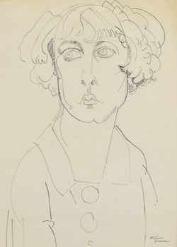 Appraisal: William Sommer American - Head of a woman Matchstick drawing