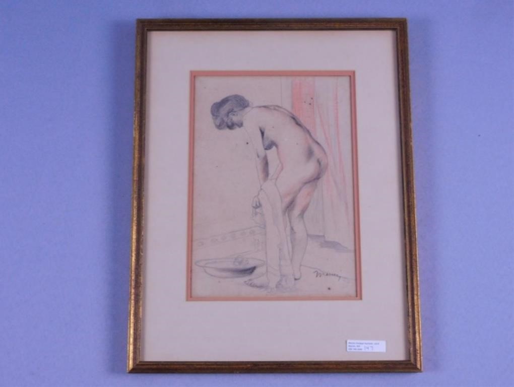 Appraisal: CHARLES MAURIN - FRANCE WOMAN IN HERToilette mixed media drawing