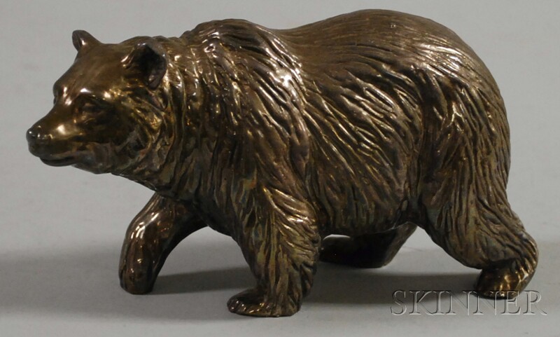 Appraisal: Sterling Silver-clad Bear Figure impressed ht lg in