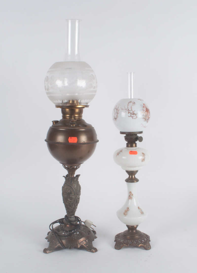 Appraisal: Two oil lamps one electrified