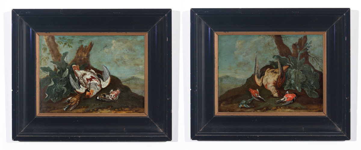 Appraisal: PAIR OF OLD MASTER STYLE STILL LIFE PAINTINGS NATURE MORTE