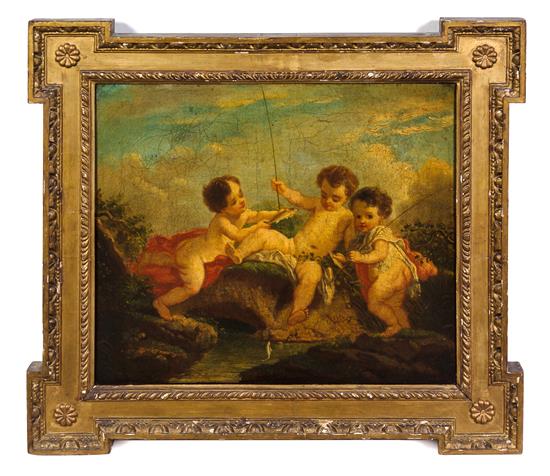 Appraisal: Sale Lot Artist Unknown Continental th Century Three Putti oil