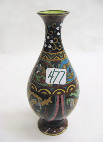 Appraisal: JAPANESE CLOISONNE ENAMEL VASE c with round pedestal base shield-shaped