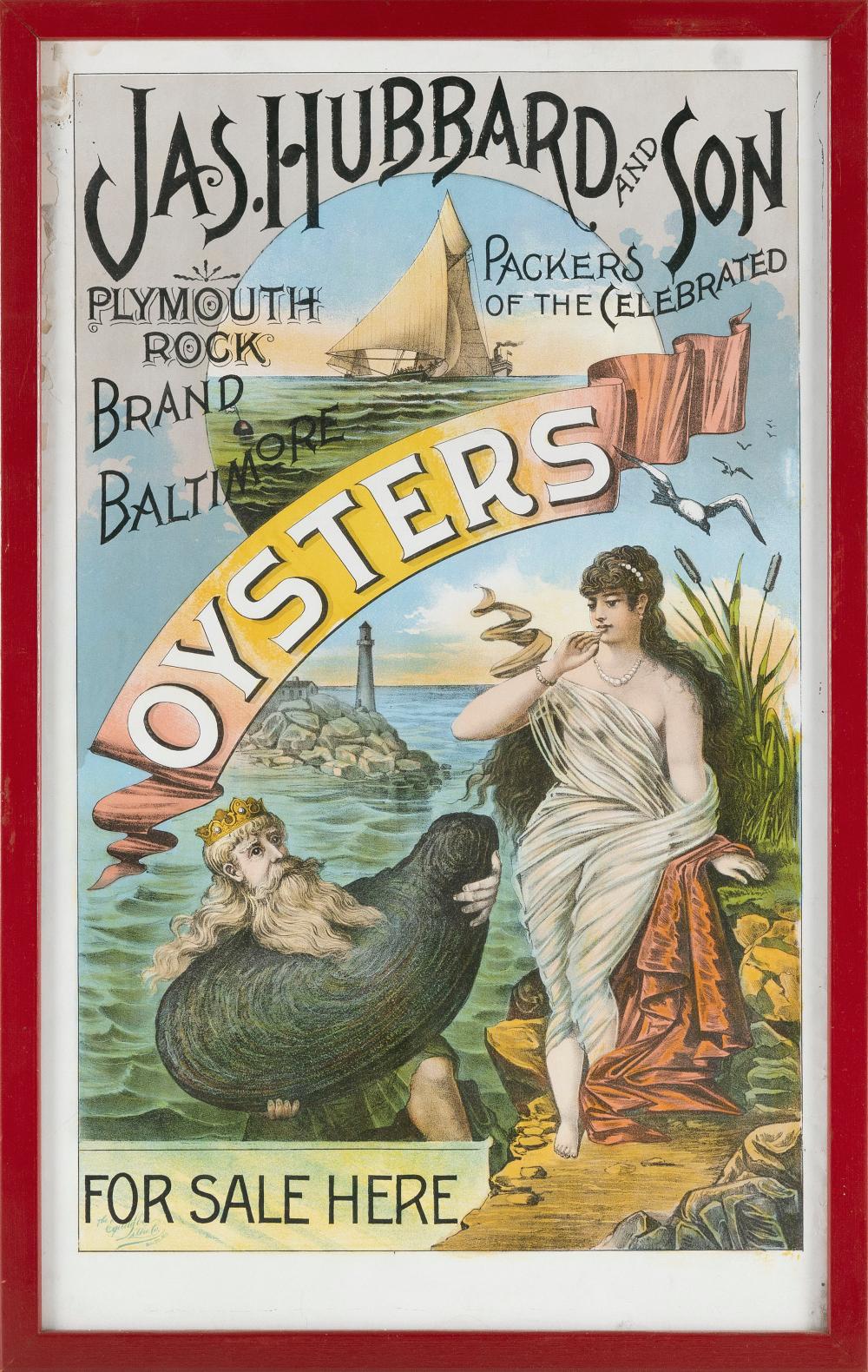 Appraisal: RARE COLORED ADVERTISING POSTER FOR JAS HUBBARD AND SON OYSTERS