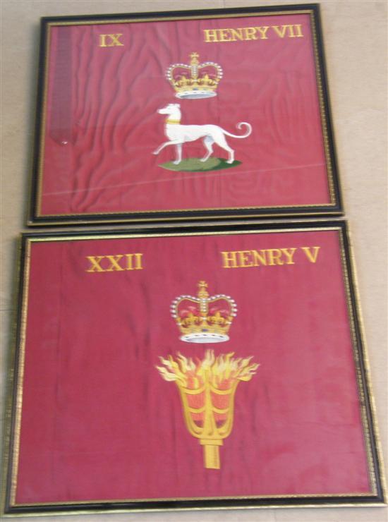 Appraisal: Two embroidered silk panels the first embroidered with a hound