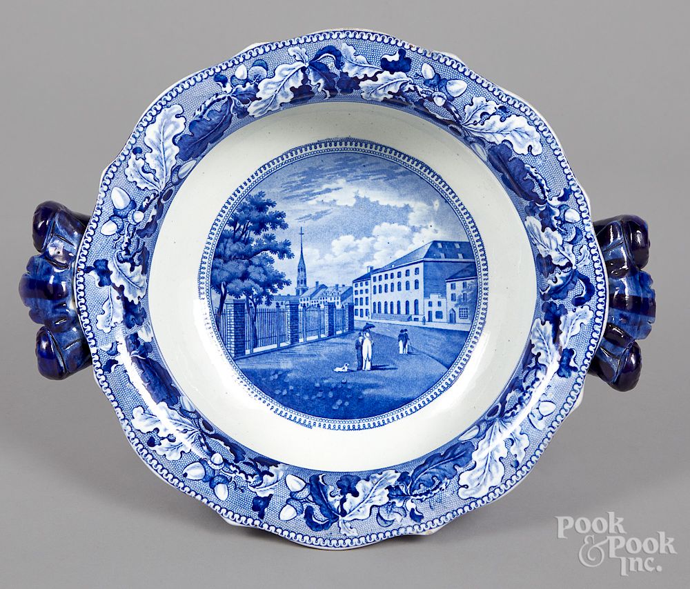 Appraisal: Historical blue Staffordshire centerpiece bowl Historical blue Staffordshire Park Theatre