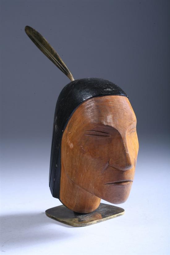 Appraisal: KARL HAGENAUER Austrian - Head of Native American Carved and