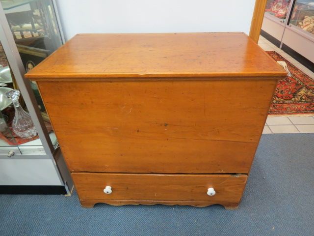 Appraisal: th Century Flour Bin or Chest lift -top lower drawer