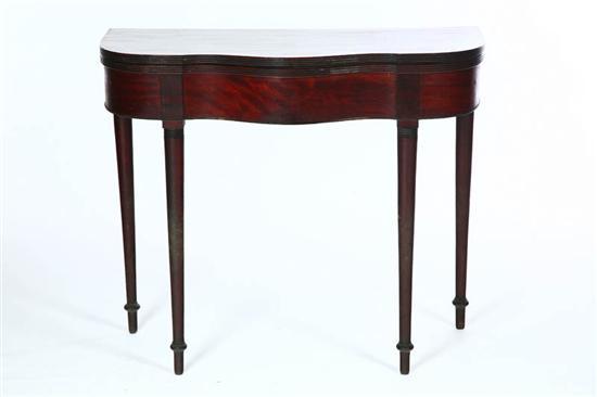 Appraisal: SHERATON CARD TABLE American early th century mahogany Turned legs