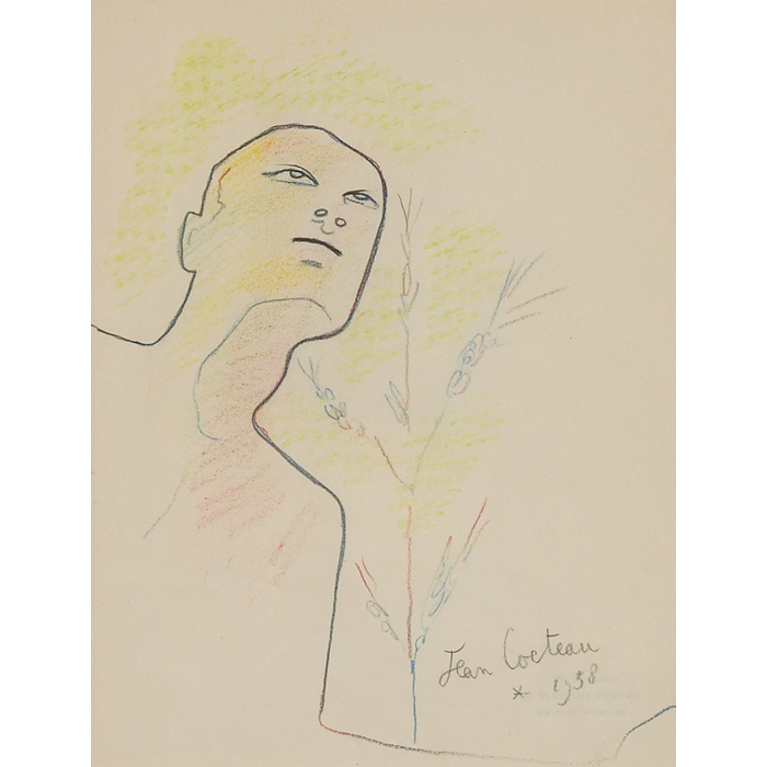 Appraisal: Jean Cocteau French - ''Modernist Figure '' coloredpencil '' x