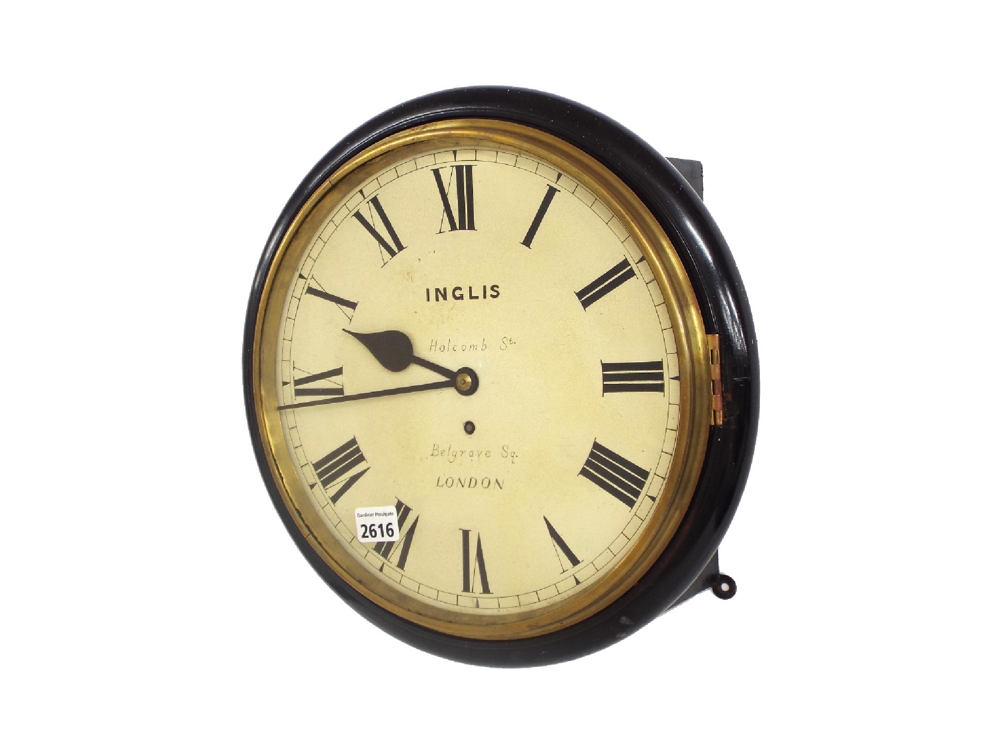 Appraisal: Ebonised single fusee wall dial clock signed Inglis Holcomb Street