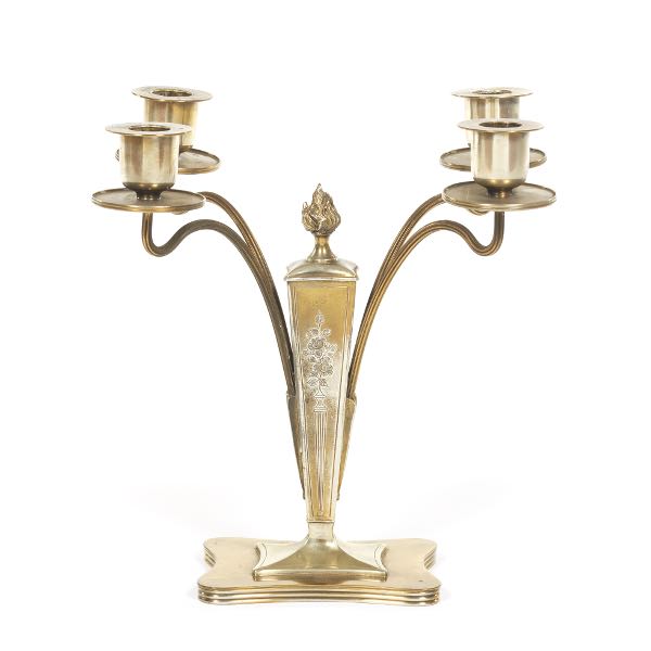 Appraisal: PAIRPOINT MFG CO SILVERED BRASS BRONZE CANDELABRUM x x Tapered