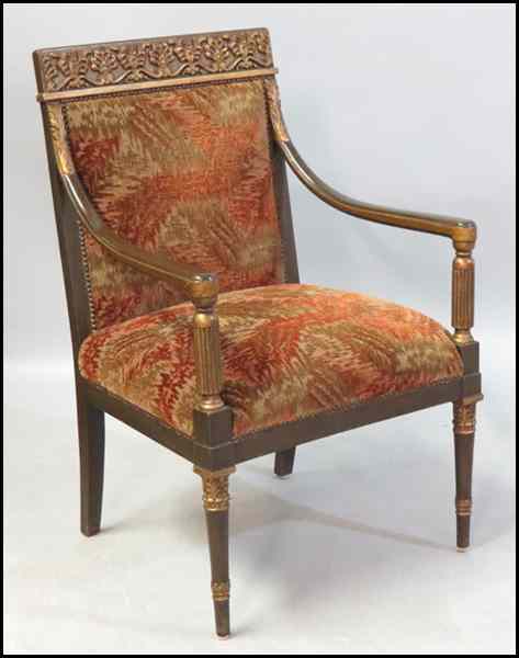 Appraisal: BAKER PARCEL GILT OPEN ARMCHAIR Back height '' Condition No