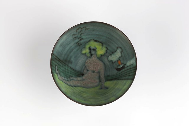 Appraisal: Tessa Fuchs British b 'Nude on a beach' bowlimpressed potter's