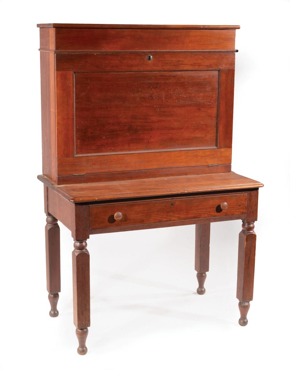 Appraisal: Southern Cherrywood Plantation Desk early-to-mid th c fall-front door fitted