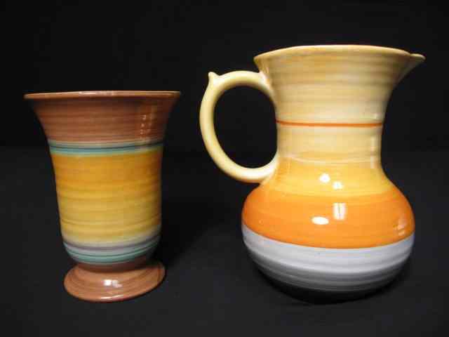 Appraisal: English mid-century pottery vase and Jug or ewer by Shelley