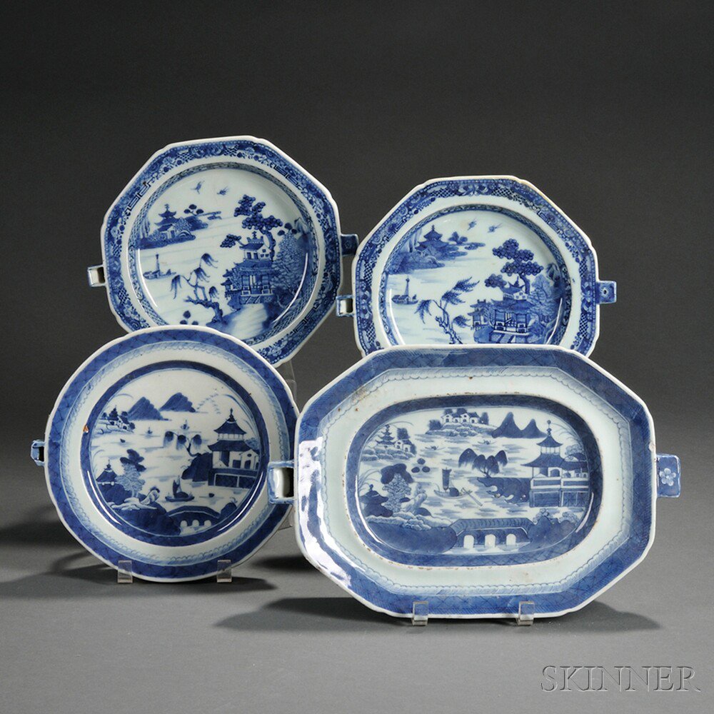 Appraisal: Four Canton Porcelain Warming Dishes China late th century one