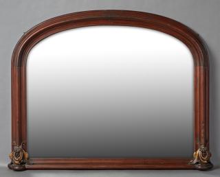 Appraisal: American Victorian Carved Mahogany Overmantel Mirr American Victorian Carved Mahogany