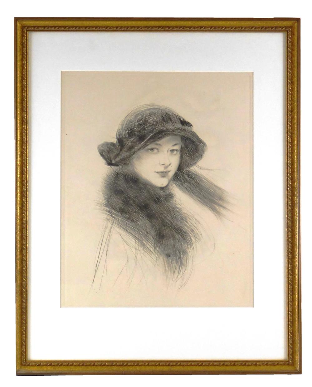 Appraisal: Paul C Helleu French - Portrait c drypoint etching on