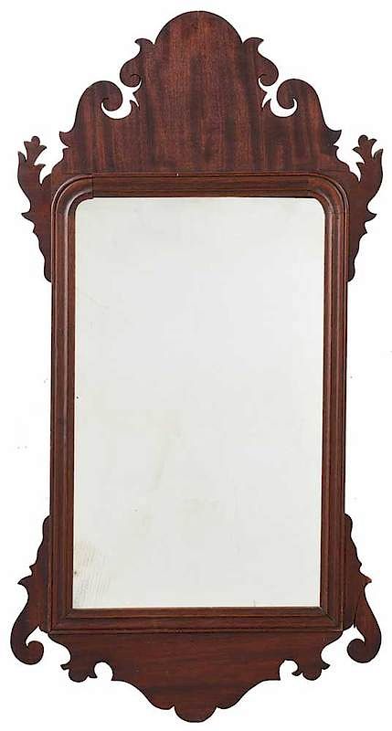 Appraisal: Rare Labeled American Chippendale Looking Glass Philadelphia th century scrolled