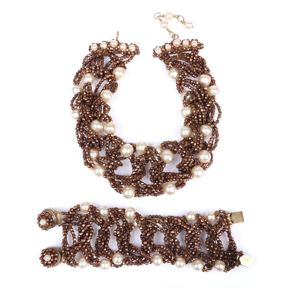 Appraisal: COPPOLA E TOPPO DEMI PARURE WIDE WOVEN CHOKER NECKLACE AND