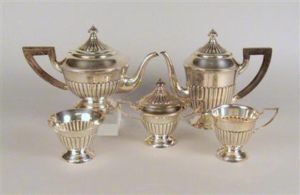 Appraisal: American sterling silver five piece tea coffee service Comprising a