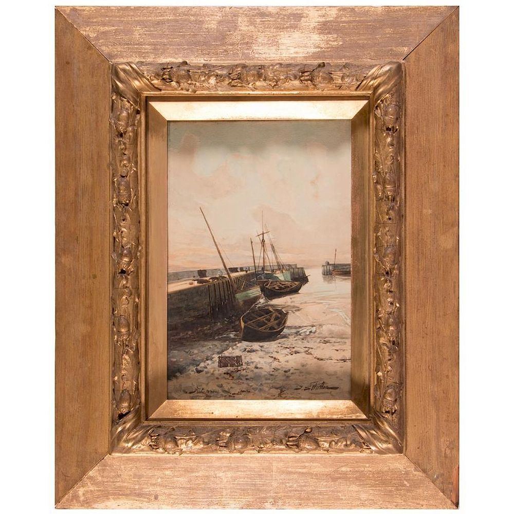 Appraisal: Harbor scene by Thomas Swift Hutton - A late th