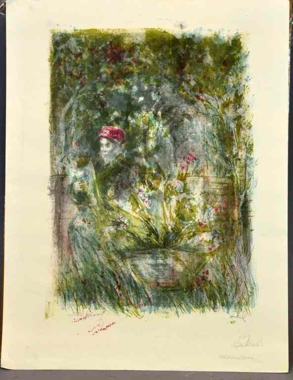 Appraisal: Edna Hibel signed Artist's Proof - 'Flower Lady'Colored lithograph depicting