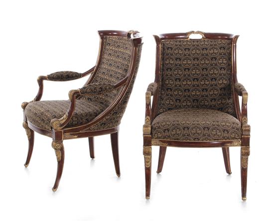 Appraisal: French Empire style armchairs Jeffco Furniture Co BH SH W