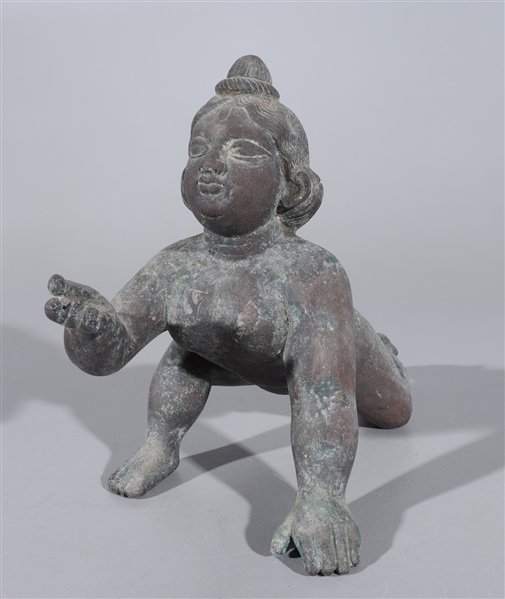 Appraisal: Antique bronze Bala Krishna in classic pose hand outstreched nicely