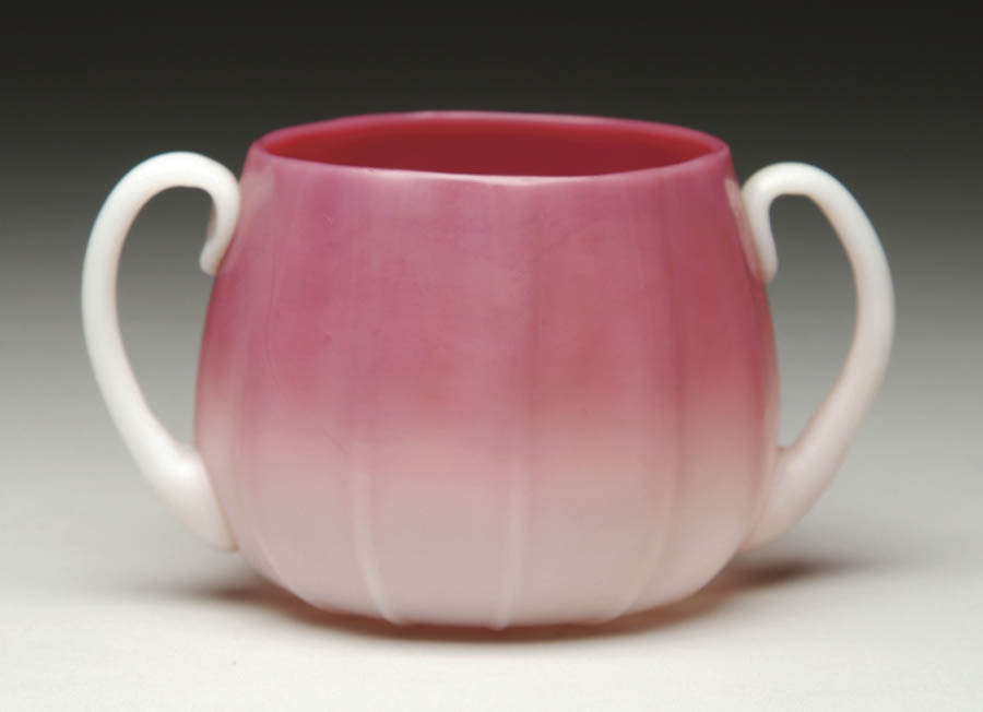 Appraisal: PEACH BLOW SUGAR BOWL Wonderful Peach Blow sugar bowl is