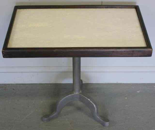 Appraisal: Industrial Marble Top Pedestal Side Table From a Manhattan NY