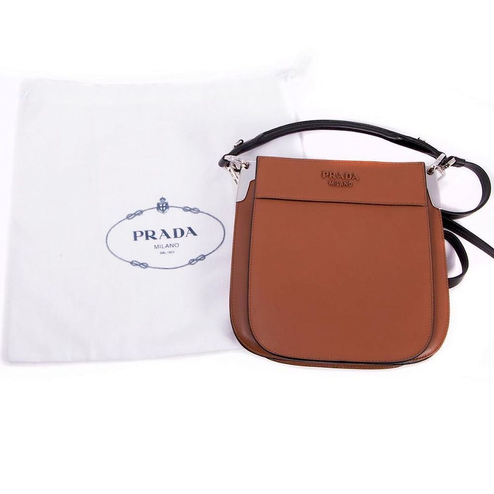 Appraisal: Prada Black Brown Cross Body Bag new with detachable shoulder