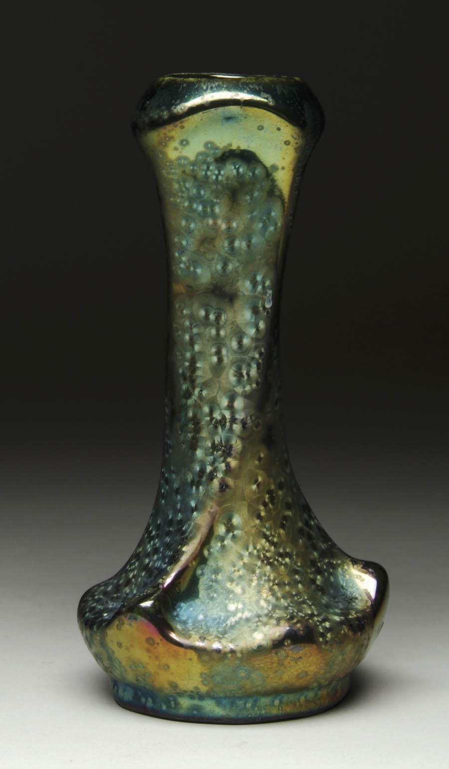 Appraisal: HELIOSINE WARE VASE Interesting Austrian pottery vase has mottled iridescent