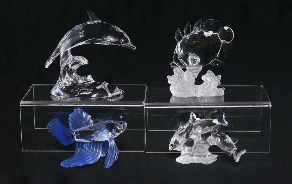 Appraisal: SWAROVSKI CRYSTAL FIGURINES PIECE LOT DOLPHIN Michael Stamey designer issued