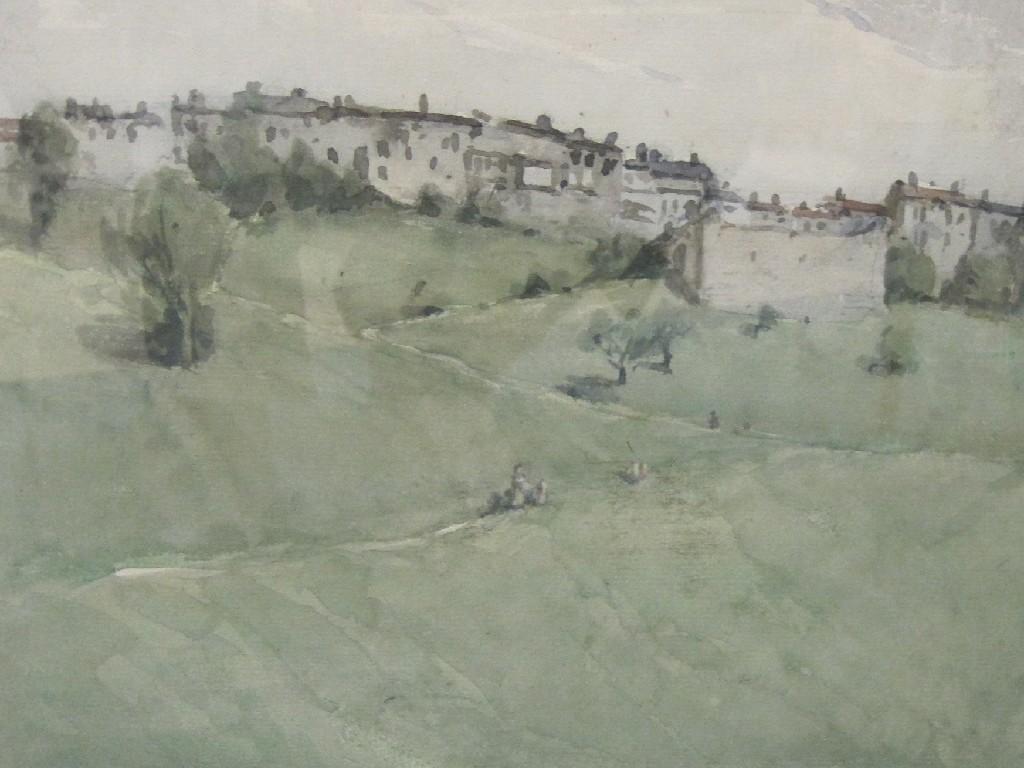 Appraisal: NELSON DAWSON A View towards a hill-side Town probably Italy