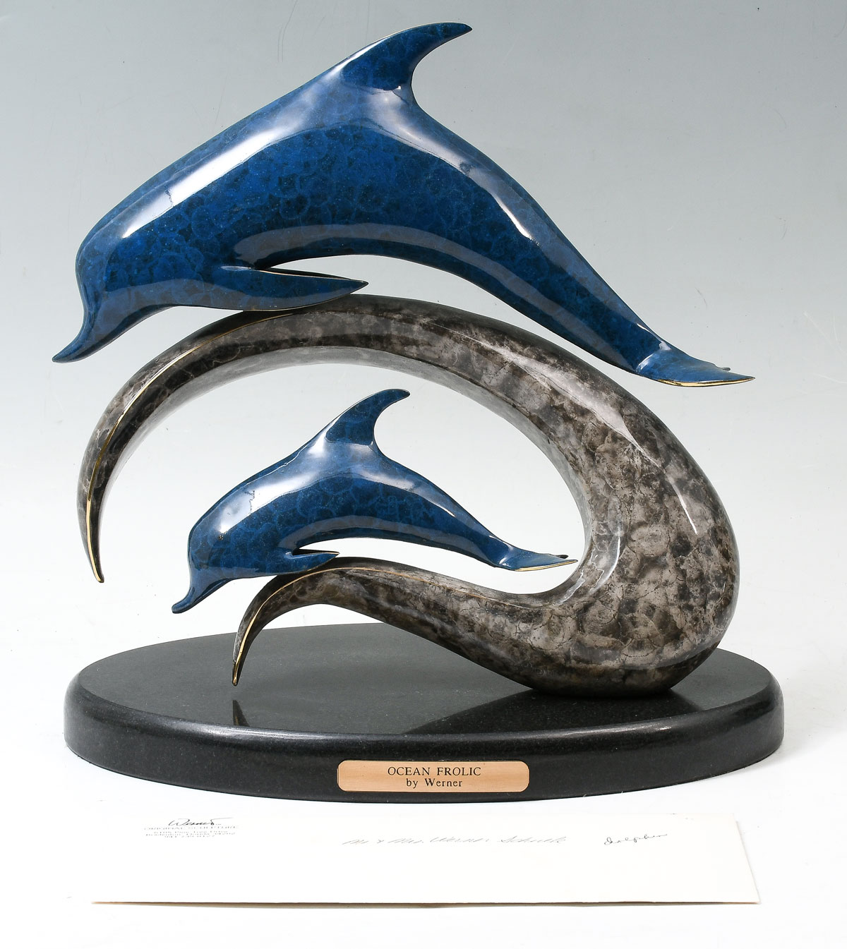 Appraisal: WERNER HOLZHAUR PATINATED BRONZE DOLPHIN GROUPING ''Ocean Frolic'' '' with