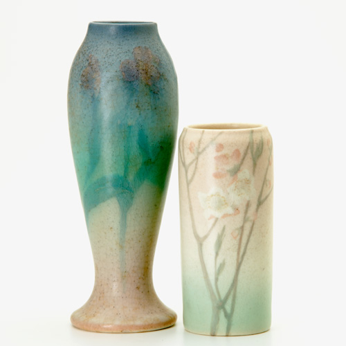 Appraisal: ROOKWOOD Two Vellum vases by Caroline Steinle and Edith Noonan