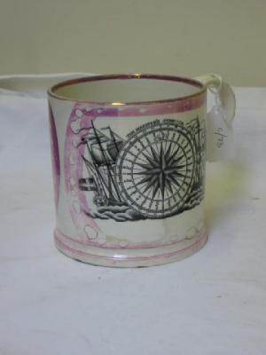 Appraisal: A SUNDERLAND PINK SPLASH LUSTRE POTTERY PORTER FROG MUG printed