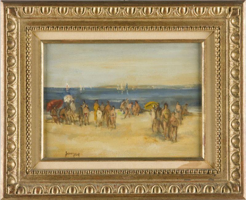 Appraisal: Daniel Jaugey French b La Plage oil on canvas signed