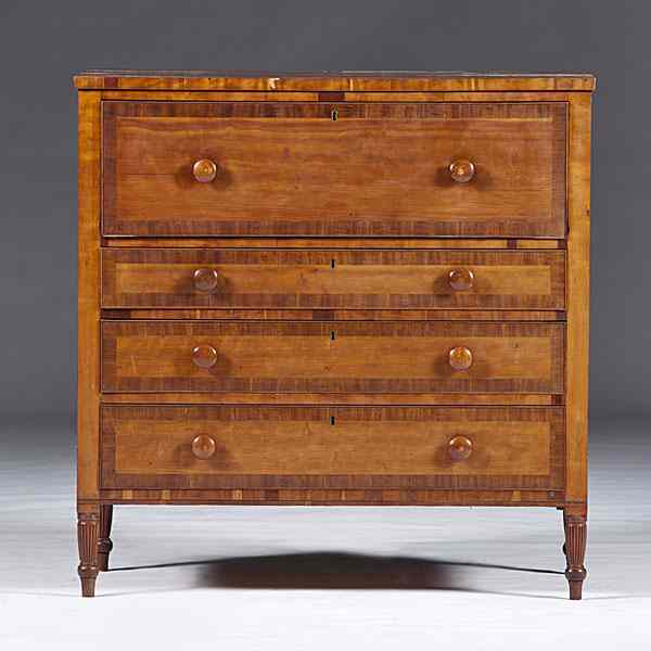 Appraisal: New England Figured Maple Signed Butler's Desk New England ca