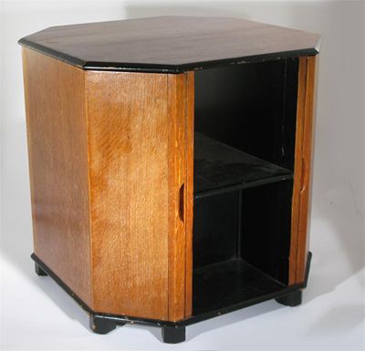 Appraisal: An English octagonal side table bar with two hinged drinks