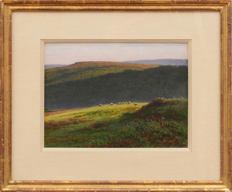 Appraisal: JOSEPH KNIGHT - LANDSCAPE WITH SHEEP Gouache on paper signed