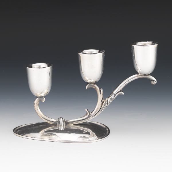 Appraisal: MEXICAN STERLING SILVER THREE-LIGHT CANDELABRUM - x - Sterling silver