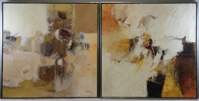 Appraisal: ALVAREZ Elba Two Abstract Oils on Canvas One signed lower