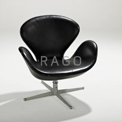 Appraisal: ARNE JACOBSEN FRITZ HANSEN Swan chair Denmark s Leather aluminum