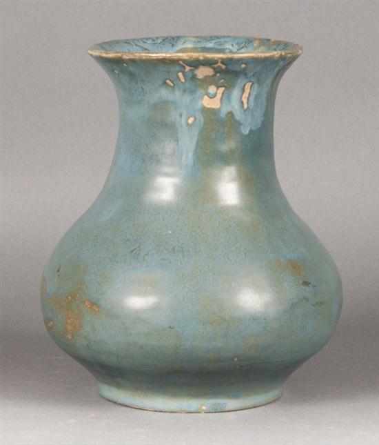 Appraisal: American blue glazed studio art pottery vase first half- th