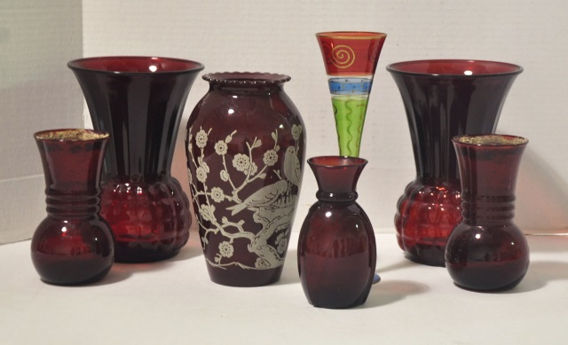 Appraisal: Bx Ruby Glass Vases