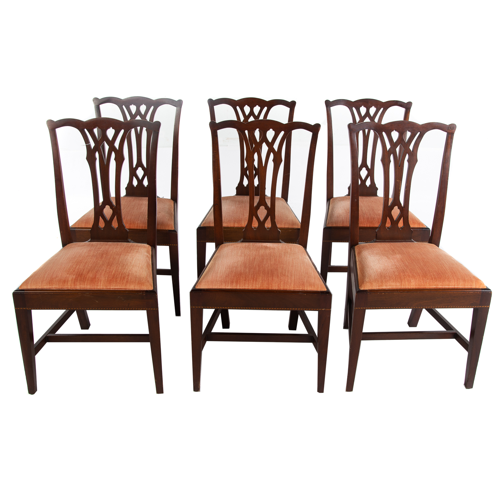 Appraisal: SIX POTTHAST BROTHERS CHIPPENDALE STYLE CHAIRS Second half- th century